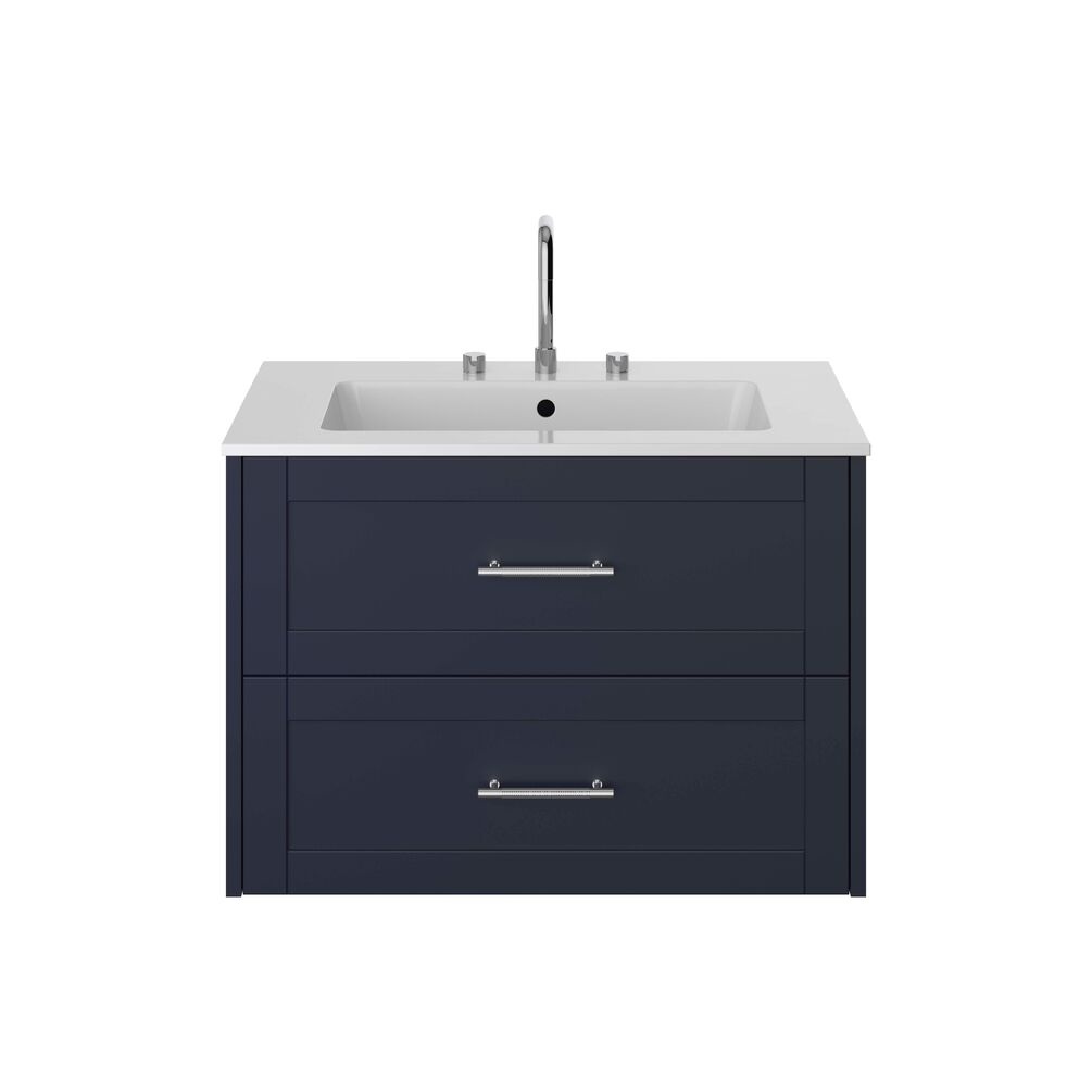 Cut out image of the Heritage Lynton 800mm Midnight Blue Wall Hung Vanity Unit, Basin & Handle Pack
